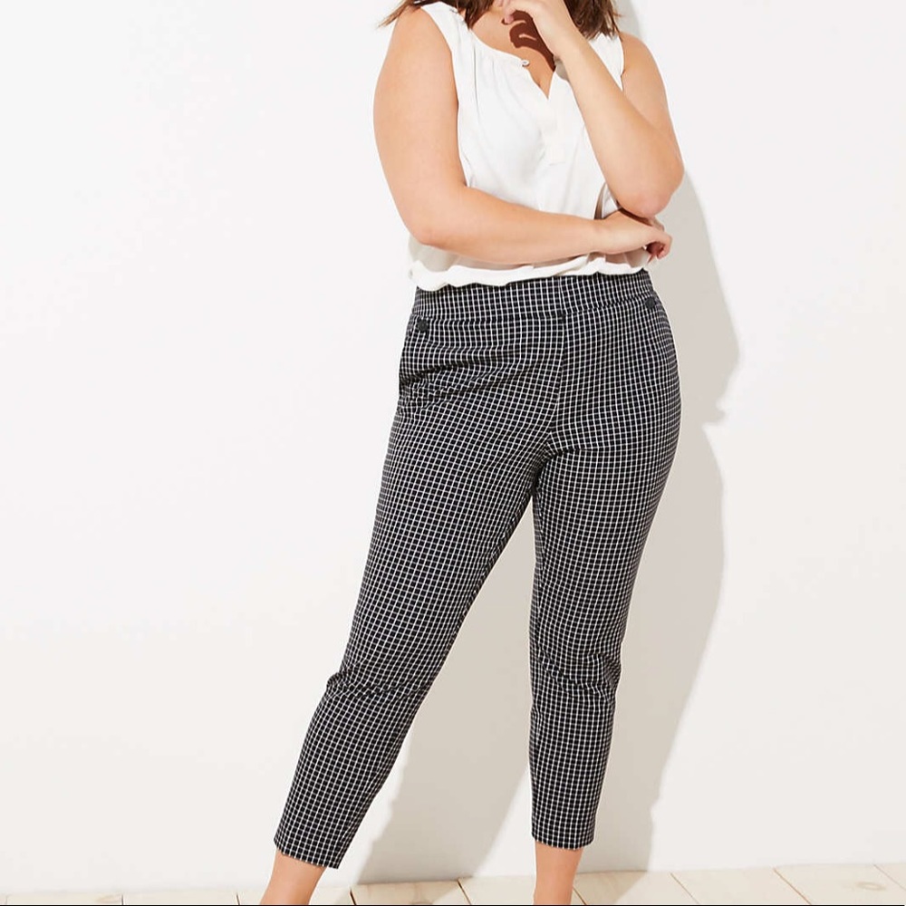 NWT LOFT Plus Skinny Button Plaid Pants in size 20
